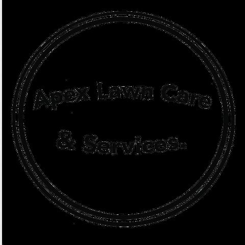 Circular logo with Apex Lawn Care and Services text inside a black outlined circle